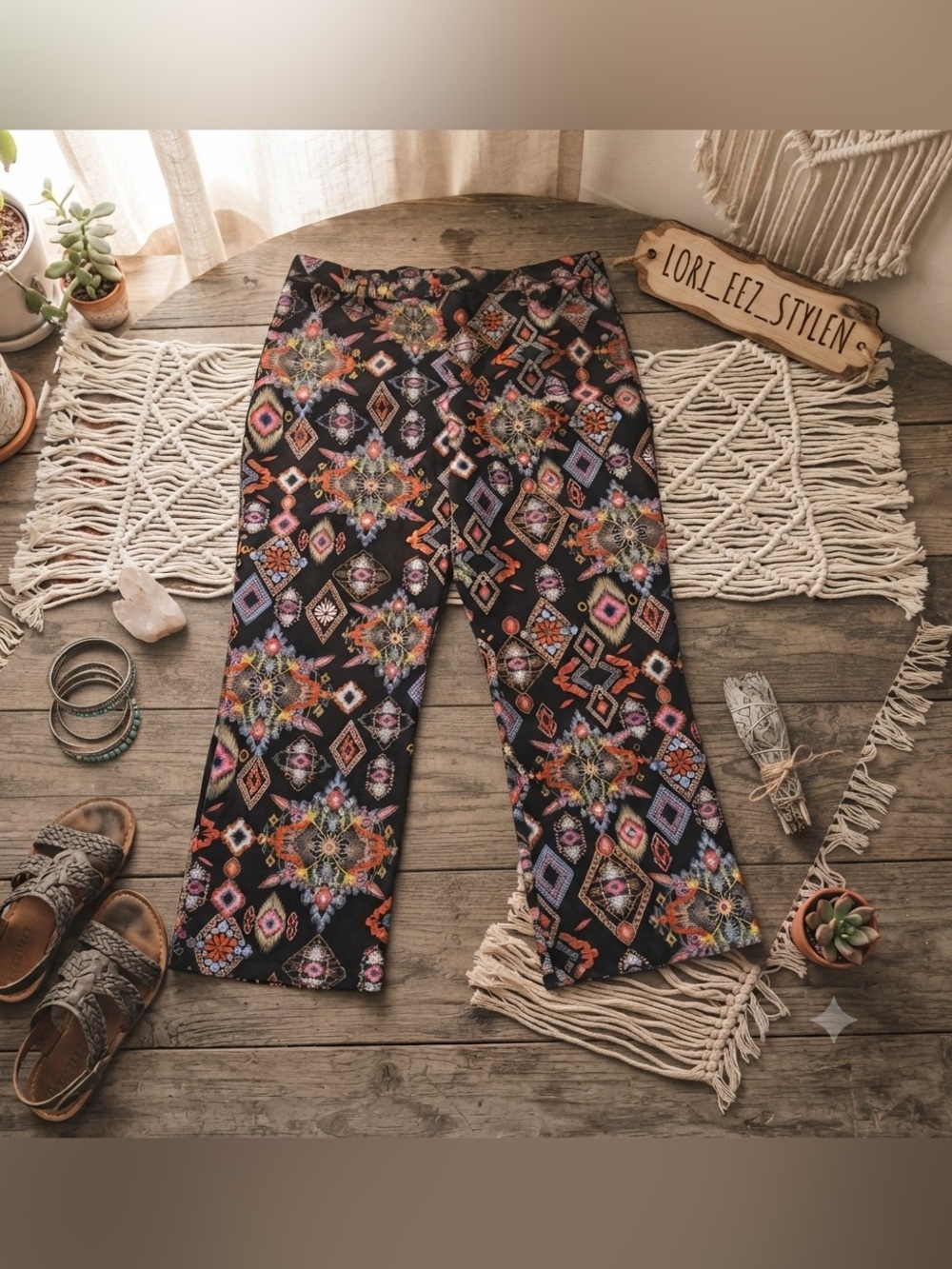 Zara Black Floral Print Wide-Leg Pants 100% cotton denim like feel